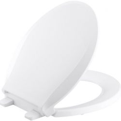 KOHLER Cachet Quiet-Close with Grip-Tight Bumpers Round-front Toilet Seat, White