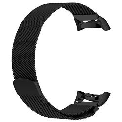 AWINNER Samsung Gear S2 Bands, Stainless Steel Milanese Loop Metal Replacement Accessories Bracelet Strap with Unique Magnet Lock for Gear S2 Smart Watch SM-R720 R730 Band (Black, Small)