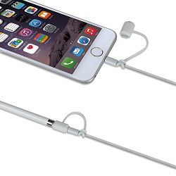 [3-Piece] Fintie for Apple Pencil Cap Holder / Nib Cover / Lightning Cable Adapter Tether for Apple iPad Pro / iPad 2018 (6th Generation) Pencil, White
