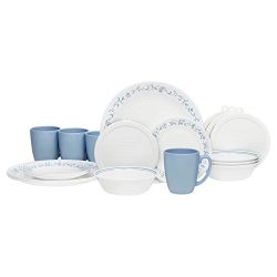 Corelle 20 Piece Livingware Dinnerware Set with Storage, Country Cottage, Service for 4