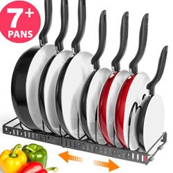 BTH NEW Expandable Kitchen Pan and Pot Organizer Rack: Stores 7+ Pans