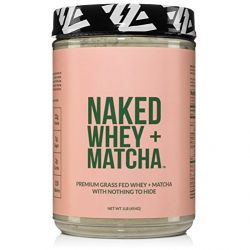 Naked Whey + Matcha Protein 1LB - All Natural Grass Fed Whey Protein Powder and Organic Matcha Green Tea - GMO, Soy, and Gluten Free Aid Muscle Growth and Recovery 16 Servings