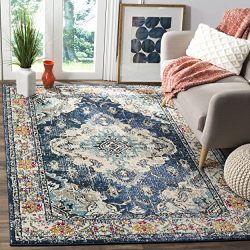Safavieh Monaco Collection Vintage Bohemian Navy and Light Blue Distressed Area Rug (9' x 12')