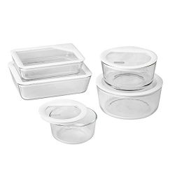 Pyrex 10 Piece Ultimate Food Storage Set, White/Clear