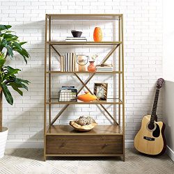 Dorel Living Moriah Pyramid Bookcase Etagere, Brass