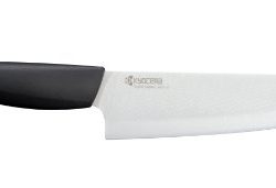 Kyocera Advanced Ceramic Revolution Series 7-inch Professional Chef's Knife, Black Handle, White Blade