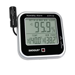 all-sun Digital Thermo-hygrometer with Humidity Alarm & Remote Probe/ Humidity Monitor / Dew-point Meter