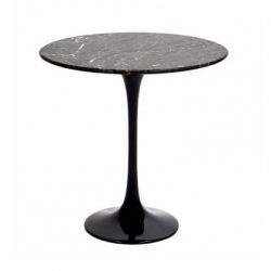 Saarinen Style Tulip Round Side Table - Black Marble