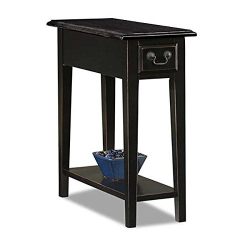 Country Style Narrow Nightstand Rectangle Wooden Black Chair Side Table with Storage Drawer - Includes Modhaus Living Pen