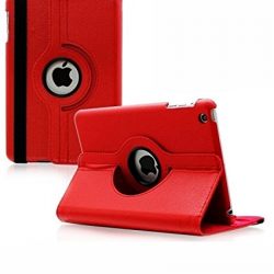 For iPad 4 Case, ANGELLA-M 360 Degree Rotating Stand PU leather Shock Absorption Case Cover for iPad 2 /iPad 3 /iPad 4 Tablet - Red