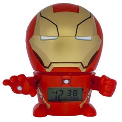 Bulb Botz Marvel 2021432 Iron Man Kids Night Light Alarm Clock with Characterised Sound | red/gold | plastic | 5.5 inches tall | LCD display | boy girl | official
