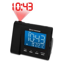 Electrohome Projection Alarm Clock with AM/FM Radio, Battery Backup, Auto Time Set, Dual Alarm, Indoor Temperature/Day/Date Display & 3.5mm Audio Connection for Smartphones & Tablets (EAAC600)