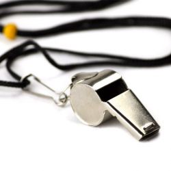 Crown Sporting Goods SCOA-001 Stainless Steel Whistle with Lanyard – Great for Coaches, Referees, and Officials