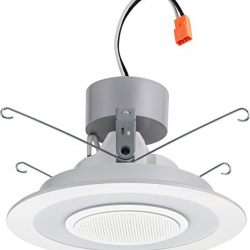 Lithonia Lighting 6" Dimmable LED Retrofit Module with Integrated Bluetooth Speaker, 4000K |Bright White,Matte White