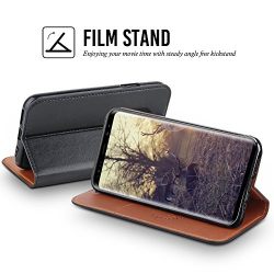 Galaxy S9 Plus Case,BELK RFID Protection[Simple Retro Style]Handmade Soft Leather Flip Folio Slim Wallet Cover Case[Magnetic Closure][Card Slot][TPU Bumper][Kickstand]For Samsung Galaxy S9 Plus