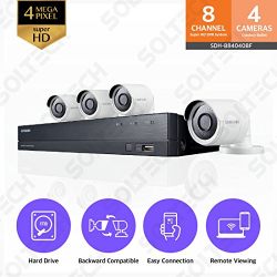 Samsung Wisenet SDH-B84040BF 8 Channel 4 MP Super HD DVR Video Security System 4 Weather Resistant Bullet Camera (SDC-89440BC) with 1TB Hard Drive