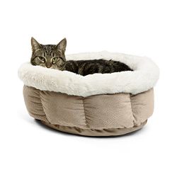 Best Friends by Sheri Small Cuddle Cup - Cozy, Comfortable Cat and Dog House Bed - High-Walls for Improved Sleep, Wheat