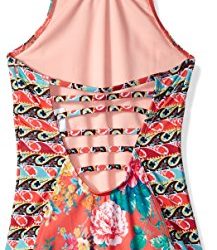 Hobie Big Girls' High One Piece Swimsuit With Adjustable Neck Tie
