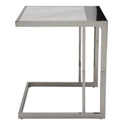 Ethan Side Table by Nuevo - White Marble / Polished Stainless Steel