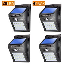 LivEditor Outdoor Solar Lights,Super Bright LED Motion Sensor Lights with Wide Angle Illumination, Wireless Waterproof Security Lights for Wall, Driveway, Patio, Yard, Garden - 4 Pack