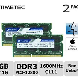 Timetec Hynix IC Apple 8GB Kit (2x4GB) DDR3L 1600MHz PC3L-12800 SODIMM Memory Upgrade For MacBook Pro 13-inch/15-inch Mid 2012, iMac 21.5-inch Late 2012/Early 2013,27-inch Late 2012/ 2013,Retina 5K display Late 2014/Mid 2015,Mac mini Late 2012/ Server (8GB Kit (2x4GB))