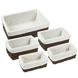 Nesting Basket - Utility Storage Baskets - 5 Piece Set - Various Sizes - Shades May Vary