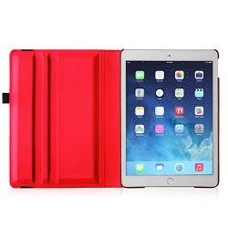 For iPad 4 Case, ANGELLA-M 360 Degree Rotating Stand PU leather Shock Absorption Case Cover for iPad 2 /iPad 3 /iPad 4 Tablet - Red