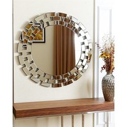 Abbyson Living Winzlee Glass and Wood Mirror in Silver