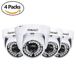 CANAVIS 4 Packs HD 720p 1280TVL Dome Indoor Security Camera (Quadbrid 4-in-1 HD-CVI/TVI/AHD/960H Analog CVBS), 36PCS LEDs, 65ft IR Night Vision Surveillance CCTV Camera