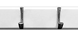Headbourne 18" White Hook Rail / Coat Rack with 4 Chrome Double Hooks