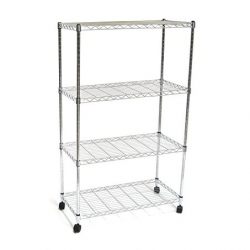 Seville Classics 4-Tier UltraZinc Steel Wire Shelving /w Wheels, 14" D x 30" W x 48" H