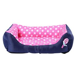 Spring fever Padded Pet Bolster Rectangle Bed Removable Orthopedic Lollipop Dog Cat Comfortable Bed Pink M (22.817.75.5 inch)