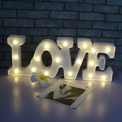 Decorative LED Letters Light "LOVE" - Illuminated LED Marquee Sign For Home Wedding Decorations - Includes USB, or battery powered (White)