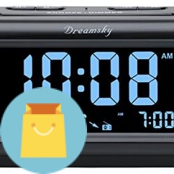 DreamSky Digital Alarm Clock Radio with FM Radio and USB Port, Large Number Display with Dimmer, Indoor Temperature Display, Adjustable Alarm Sound, Snooze, Sleep Timer, Plug in Clock for Bedroom.