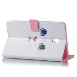 Galaxy Tab A 8.0 2017 Case, Newshine Slim Standing Cover Auto Sleep/Wake Folio Case for 8.0 inch Samsung Galaxy Tab A (2017 Release, T380/ T385), NOT FIT 2015 Tab A 8.0 - White Cat