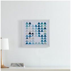 Rivet Teal Geometric Print in White Frame, 22" x 22"