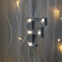 DELICORE Decorative 4.21" Tall Silver Color Small Marquee Alphabet Letter Lights, Light Up Letter Sign for Party Bar Wedding Birthday Decoration Wall Decor (F)