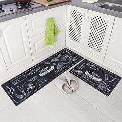 Carvapet 2 Piece Microfiber Non-Slip Kitchen Mat Rubber Backing Doormat Runner Rug Set, Cozinha Design