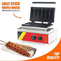 Lolly Stick Waffle Maker 6 pcs | ALDKitchen 110V Commercial Quality, Teflon Coated Non-Stick, Stainless Steel