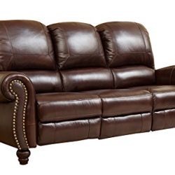 Abbyson Durham Leather Pushback Reclining Sofa