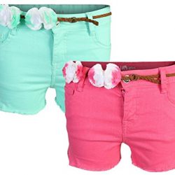 dELiA*s 'dELiAs Girl's Denim Twill Shorts (2 Pack), Mint & Pink, Size 10'