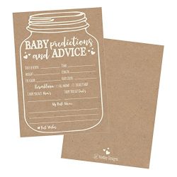 50 Mason Jar Advice and Prediction Cards for Baby Shower Game, New Mom & Dad Card or Mommy & Daddy To Be, For Girl or Boy Babies, New Parent Message Advice Book, Fun Gender Neutral Shower Party Favors
