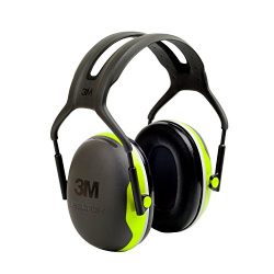 3M Peltor X-Series Over-the-Head Earmuffs, NRR 27 dB, One Size Fits Most, Black/Chartreuse X4A (Pack of 1)