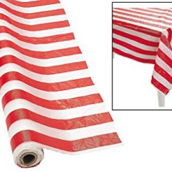 Fun Express Red and White Striped Tablecloth Roll