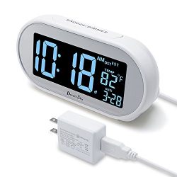 DreamSky Auto Time Set Alarm Clock With Snooze And Dimmer , Charging Station/Phone Charger With Dual USB Port .Auto DST Setting, 4 Time Zone Optional, Battery Backup.