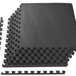 BalanceFrom Puzzle Exercise Mat with EVA Foam Interlocking Tiles, Black