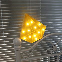 Decorative Marquee Sign Yellow Diamond LED Lights - Lighted Marquee Diamond Sign Perfect for Baby Room Bathroom Bedroom Hallway Kitchen - Warm White
