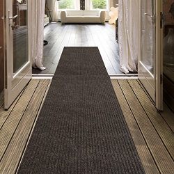 iCustomRug Indoor/Outdoor Utility Ribbed Carpet Runner And Area Rugs In Brown, Many Sizes Available