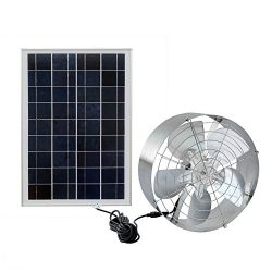 FISTERS Solar Power Attic Gable Fan with 65-Watt 18-Volt Efficient Brushless DC Motor and 25-Watt 18V Solar Panel