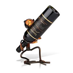 Tooarts Monkey Metal Sculpture Crafts Wine Bottle Holder Rack, 3 Funny Design
